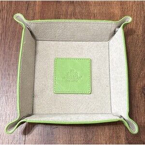 Rowallan LEATHER DRESSER TOP JEWELRY VALET TRAY Green CATCHALL